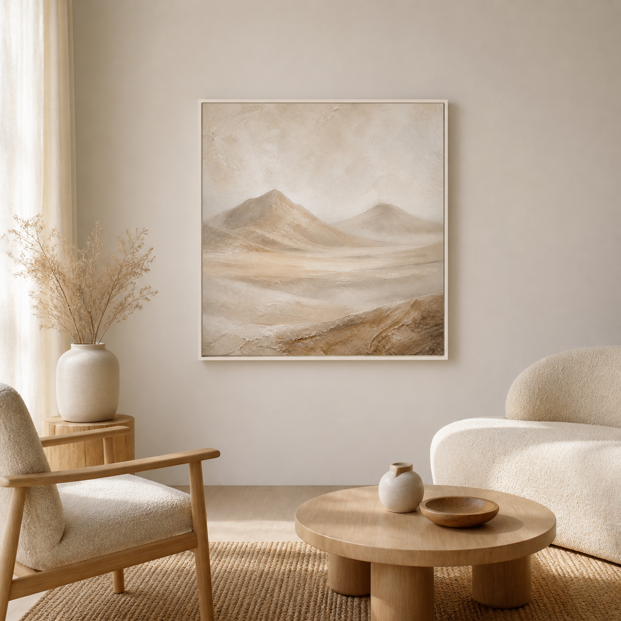 Desert Stillness white floating frame canvas