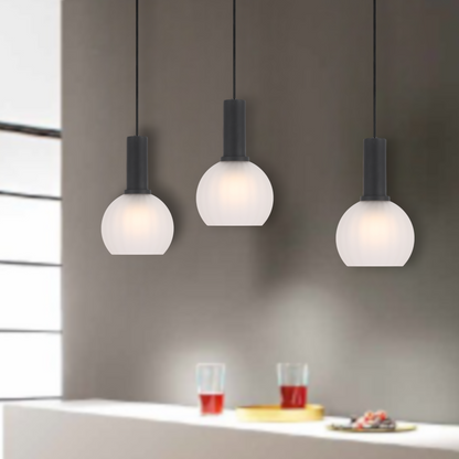 TFS 15CM PENDANT 25wE27max D150 H235 cab 2m BLACK / FROST GLASS