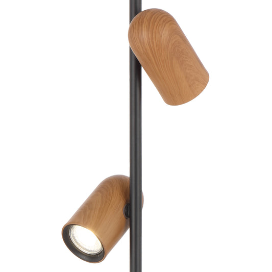 TFS FLOOR LAMP 2x6wGU10 D:220 H:1500 FOOT SWT BLACK / WOOD PAINTED