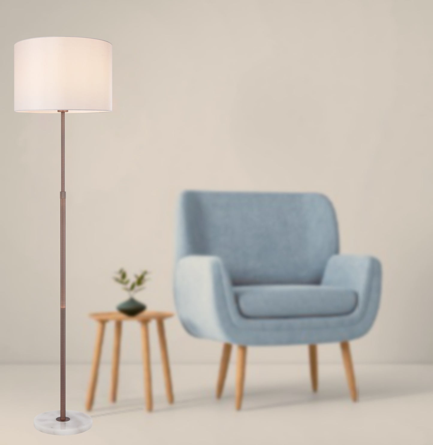 TFS FLOOR LAMP 25wE27max H:1600max D:400 foot switch WHITE MARBLE / BRONZE / IVORY