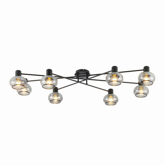 TFS 8 LT CTC 8x25wE27max L:1200 W:540 H:210 BLACK MATT/ SMOKE GLASS