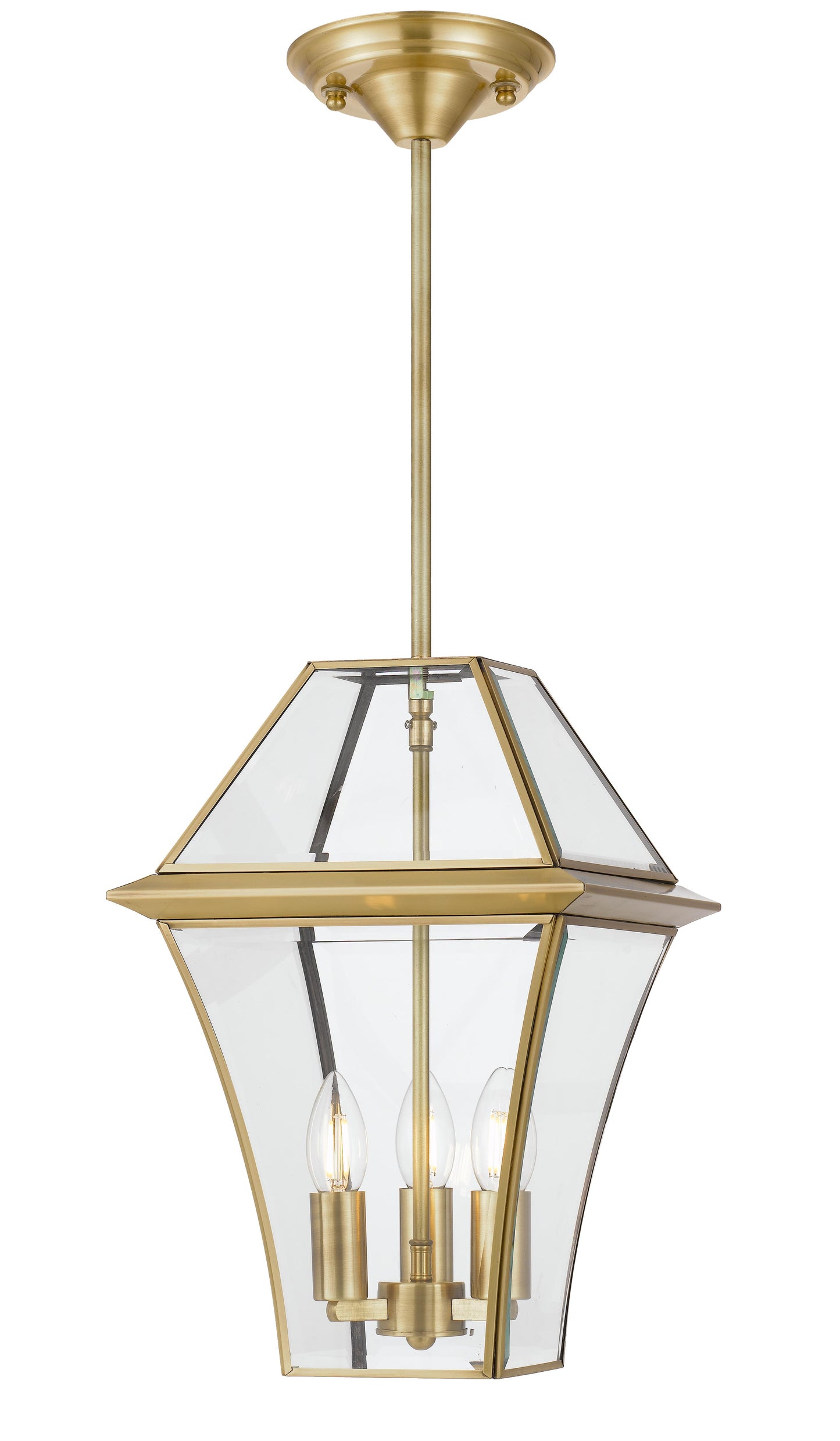 TFS 27 PENDANT 25wE14max L:275 H:400 - IP43 BRASS/CLEAR ROD:300mm + CHAIN:1000