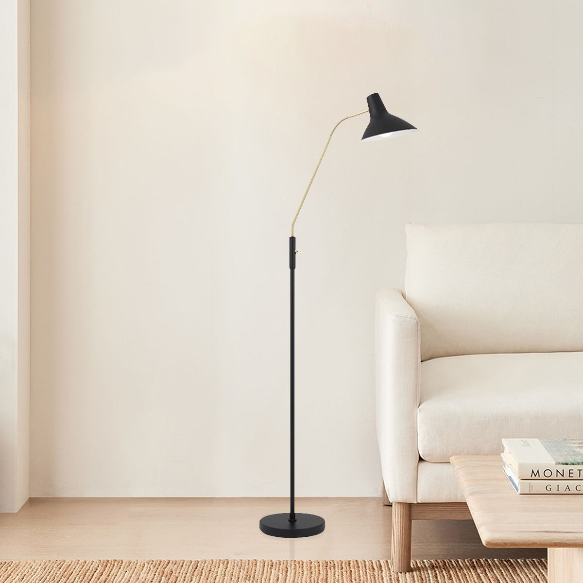 TFS FLOOR LAMP 25wE27max H:1580 D:230 BLACK/ BRASS MATT/BLACK ROCKET SWITCH