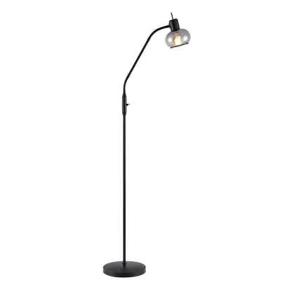 TFS FLOOR LAMP 25wE27max L:560 W:250 H:1350 TOGGLE SWT BLACK MATT/ SMOKE GLASS