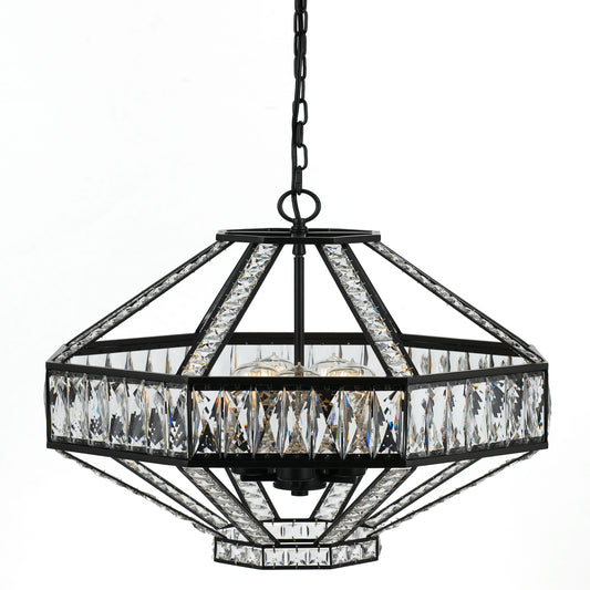 Berlin TFS 5LT PENDANT 5x25wE27max D:560 H:470 OILED BRONZE / CLEAR CRYSTALS