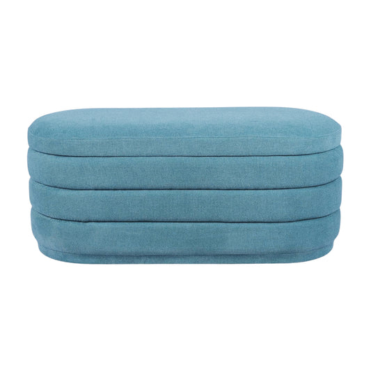 Blue Chenille Storage Bench