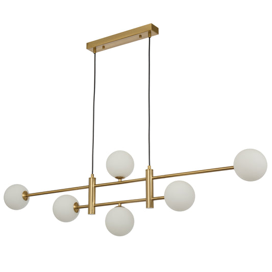 Brindisi TFS 6LT PENDANT 6x6wG9max KIT L1300 W120 H355 CAB2m ANT GOLD/ OPAL MATT