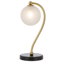 TFS TABLE LAMP 6wG9max KIT L160 W150 H350 BLACK MARBLE/ ANT GOLD/ FROST TEAR PATTERN