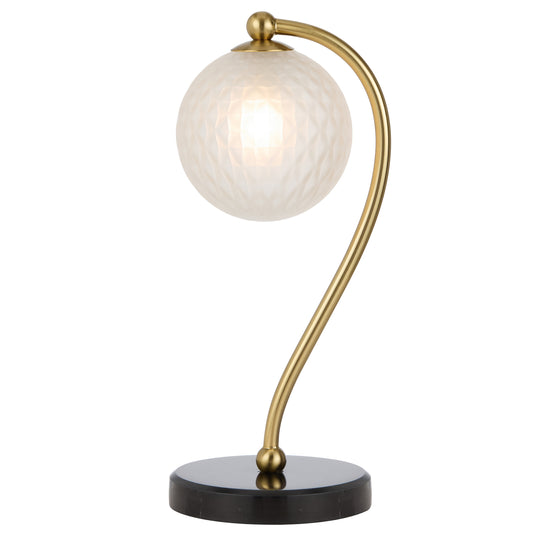 TFS TABLE LAMP 6wG9max KIT L160 W150 H350 BLACK MARBLE/ ANT GOLD/ FROST TEAR PATTERN