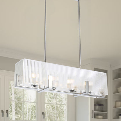 Teramont TFS 4 LT PENDANT 4x25wE14ma L860 W180 H210 rod (2*600 +1*300) CHROME/CLEAR GLASS