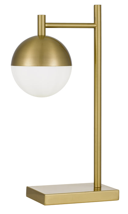 TFS TABLE LAMP 25wE27max D:200 H:500 Inline Switch ANTIQUE GOLD BASE/OPAL GLASS