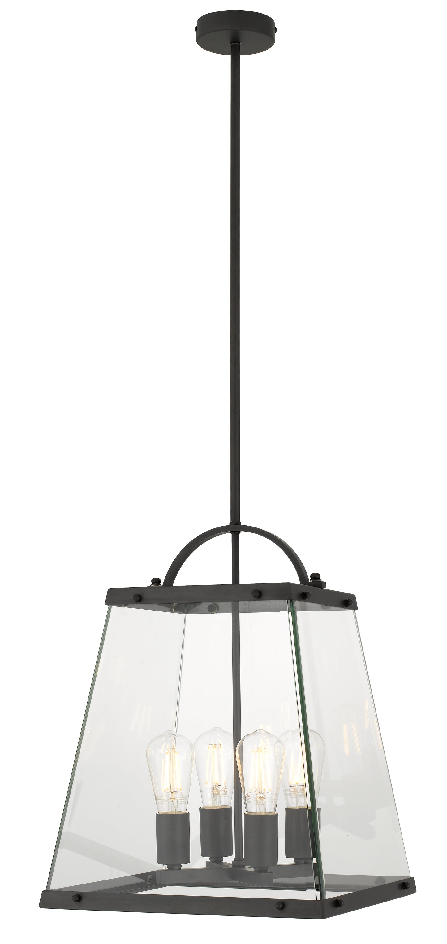 TFS 4 LIGHT SOLID BRASS PENDANT 4x25wE27max L:350H:450 BLACK / CLEAR