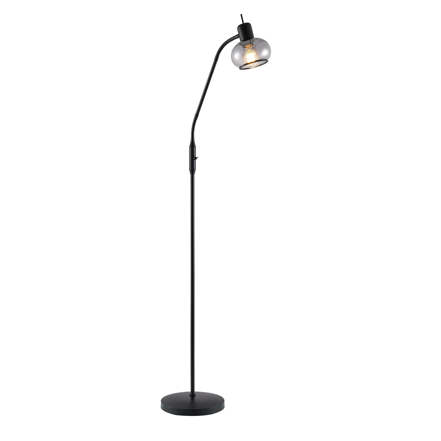 TFS FLOOR LAMP 25wE27max L:560 W:250 H:1350 TOGGLE SWT BLACK MATT/ SMOKE GLASS