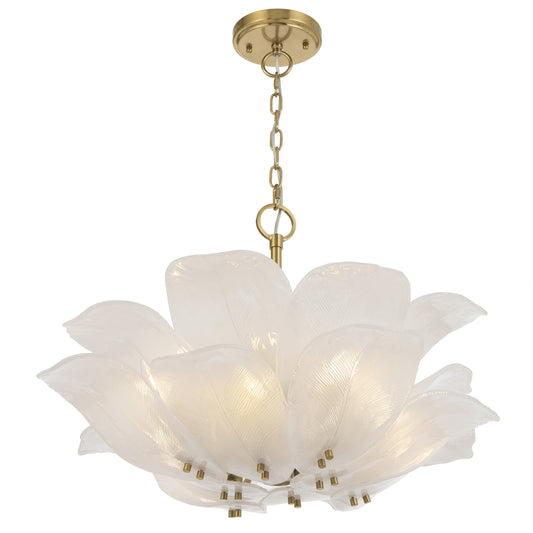 Varna TFS 8LT PENDANT 8x25wE14max D:670 H:500 BRASS / 16pcs FROST GLASS