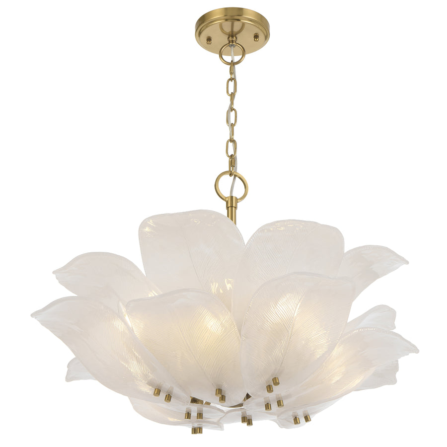 Varna TFS 8LT PENDANT 8x25wE14max D:670 H:500 BRASS / 16pcs FROST GLASS