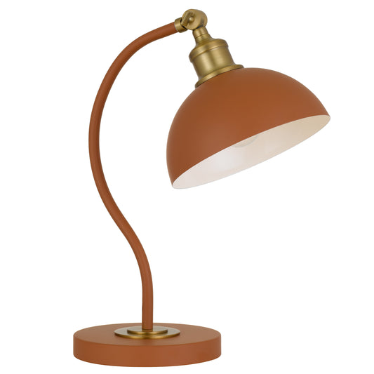 TFS TABLE LAMP 25wE27max L:285 W:200x H:415 SHADE D:200 H:190 ORANGE SATIN/ BRASS