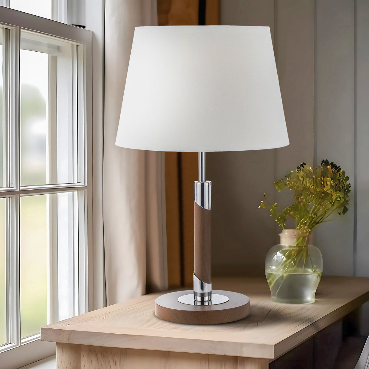 TFS TABLE LAMP 25wE27 D:300 H:500 WALNUT PAINTED/ WHITE - DARK