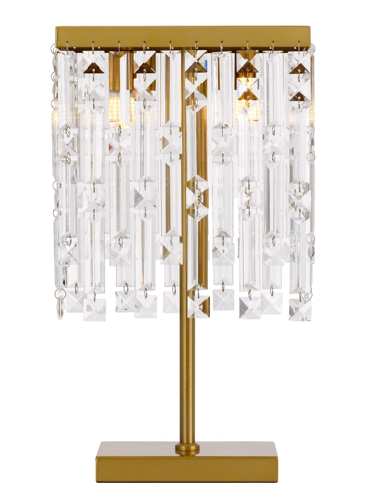 TFS 2 LIGHTS TABLE LAMP 2 x 28wG9max L:250 H:470 ANTI GOLD/CLEAR Inline Switch