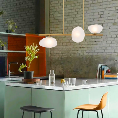 Amiens TFS 3 HORIZONTAL LTS PENDANT 3x6wG9max GLASS D200 ANT GOLD / FROST GLASS