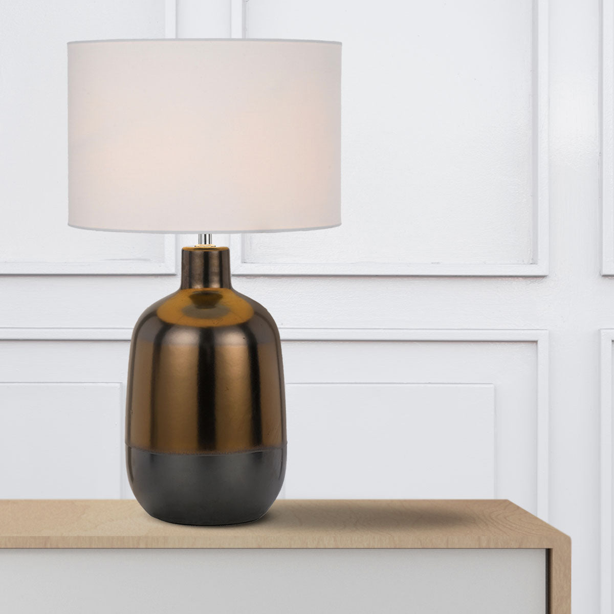 TFS CERAMIC TABLE LAMP 25wE27max D:300 H:535 line switch BRONZE / WHITE