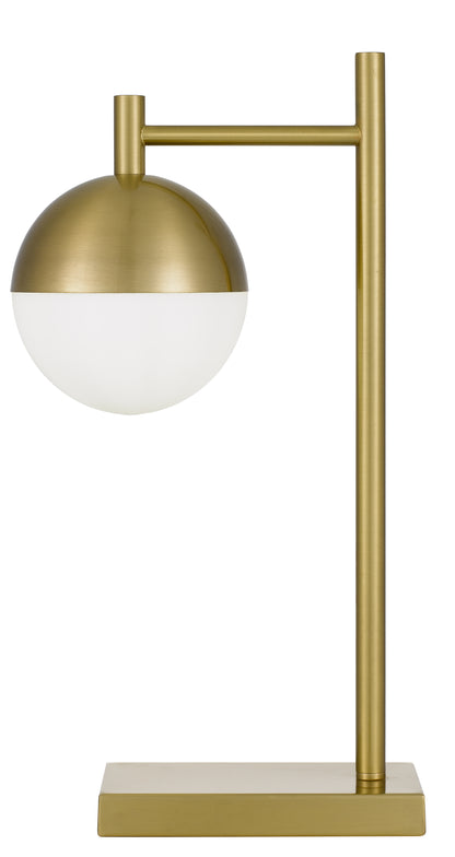 TFS TABLE LAMP 25wE27max D:200 H:500 Inline Switch ANTIQUE GOLD BASE/OPAL GLASS