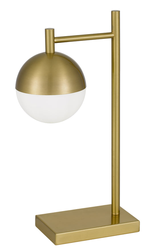 TFS TABLE LAMP 25wE27max D:200 H:500 Inline Switch ANTIQUE GOLD BASE/OPAL GLASS