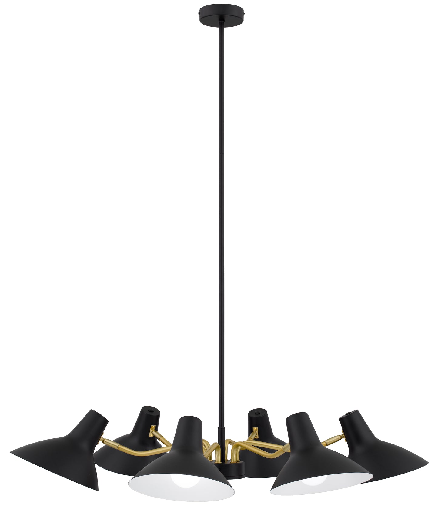 TFS 6 LIGHTS PENDANT 6x25wE27max D:900 H:150 BLACK/BRASS MATT ROD:1.5m