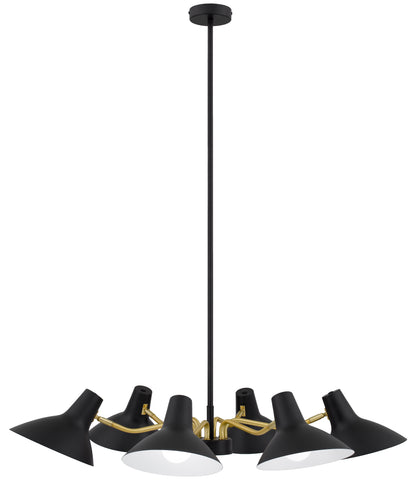 TFS 6 LIGHTS PENDANT 6x25wE27max D:900 H:150 BLACK/BRASS MATT ROD:1.5m