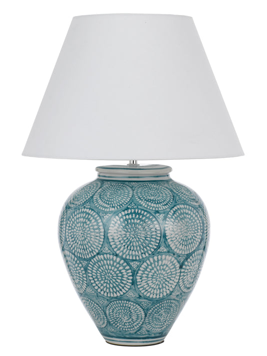 TFS CERAMIC TABLE LAMP 25wE27max D:410 H:610 line switch BLUE / WHITE