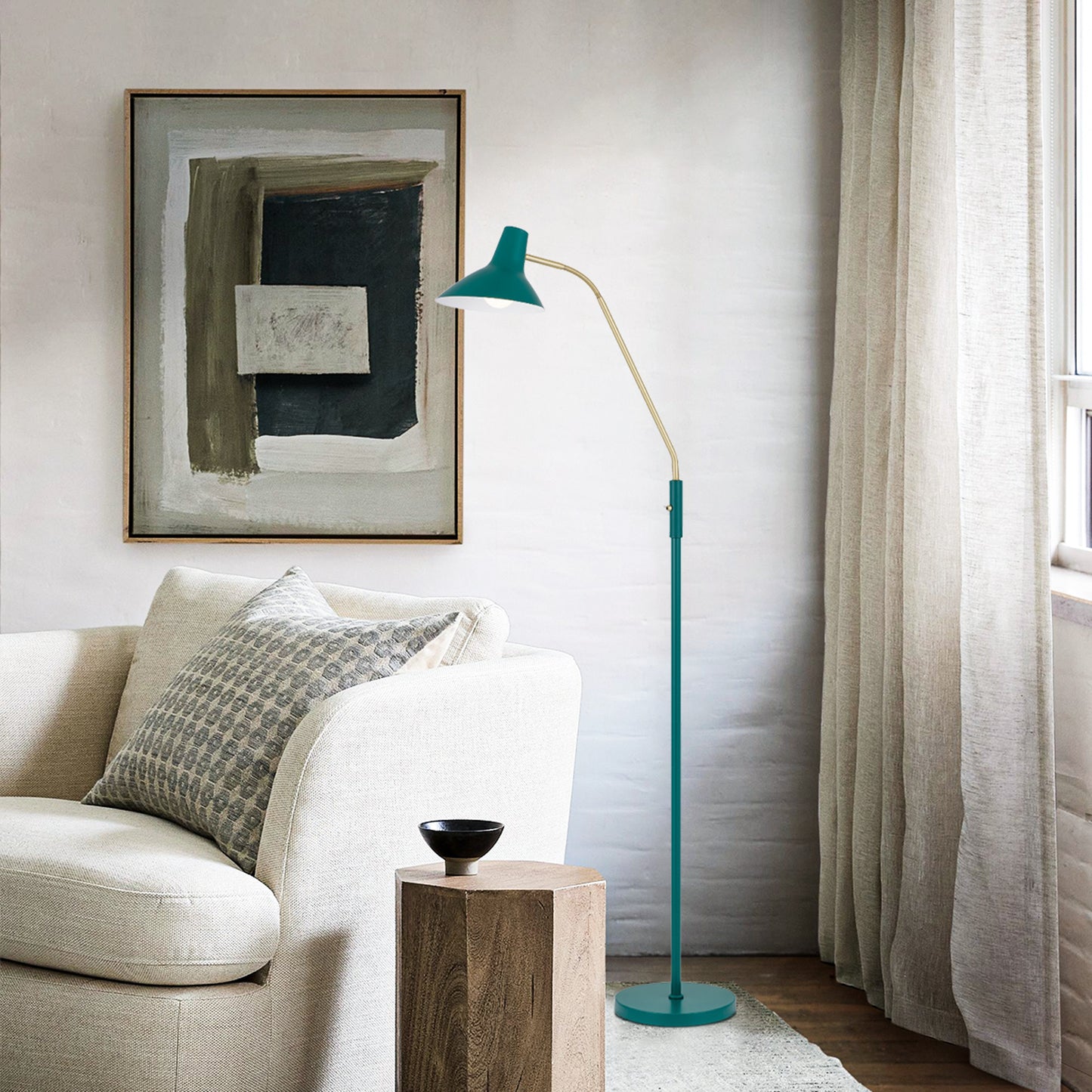 TFS FLOOR LAMP 25wE27max H:1580 D:230 GREEN/ BRASS MATT/GREEN ROCKET SWITCH