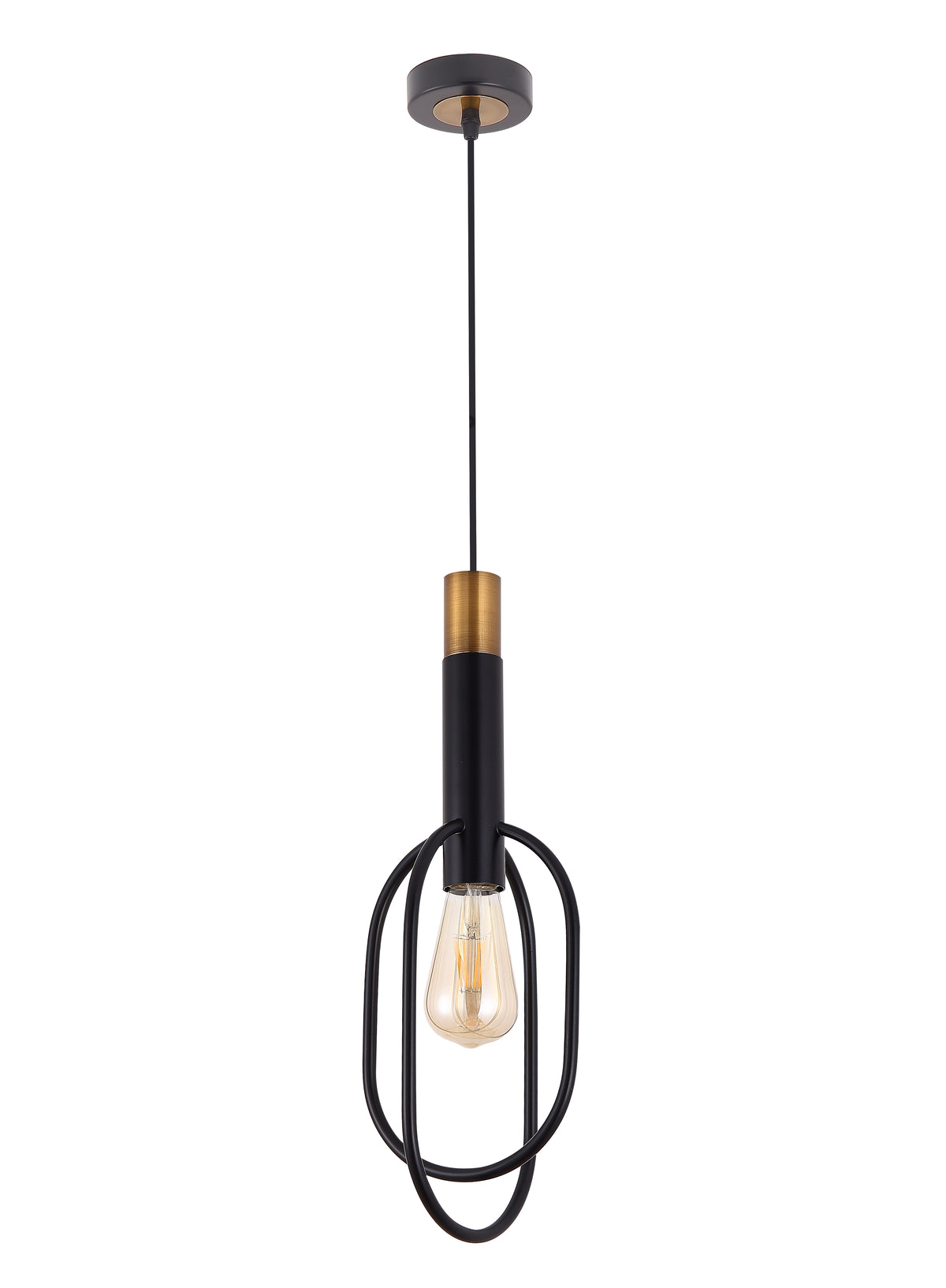 TFS 1LT PENDANT 25wE27max H:455 D:165 ANT BLACK/GOLD OVAL SHAPE CABLE:2M