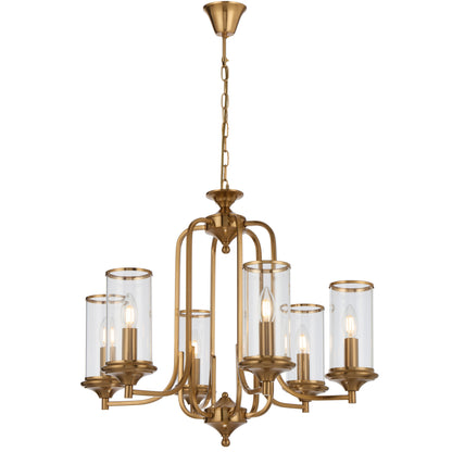 Barcelona TFS 6LT PENDANT 6X25wE14max D640 H540 chain 2m COPPER / CLEAR GLASS