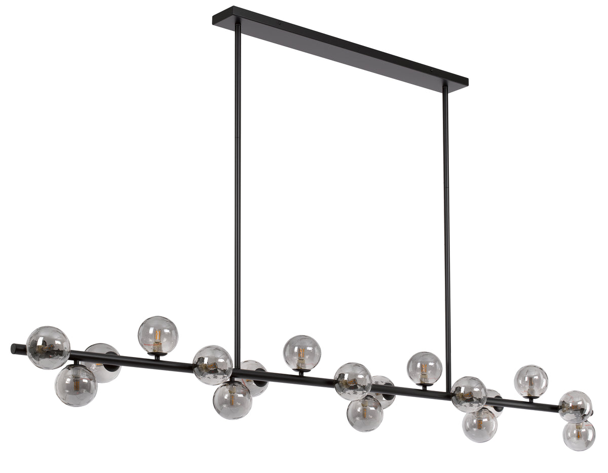 TFS 18 LTS PENDANT 18x6wG9mx L2000 W243 H245 ROD:2x6001x300 BLACK FRAME/SMOKE GLASS