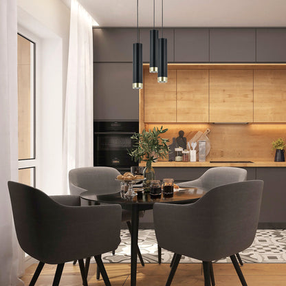 TFS PENDANT 5wGU10LED dim D:120 H:500 2.0cab BLK/BLK/BRASS MATT-3000K 500Lm