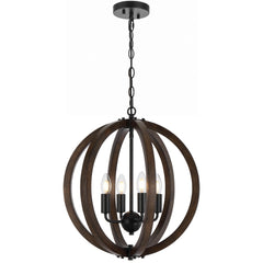Malaga TFS 4 LT PENDANT 4x25wE14 D450 H510 CHAIN 2M BLACK MATT / TIMBER