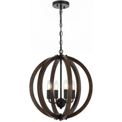 Malaga TFS 4 LT PENDANT 4x25wE14 D450 H510 CHAIN 2M BLACK MATT / TIMBER
