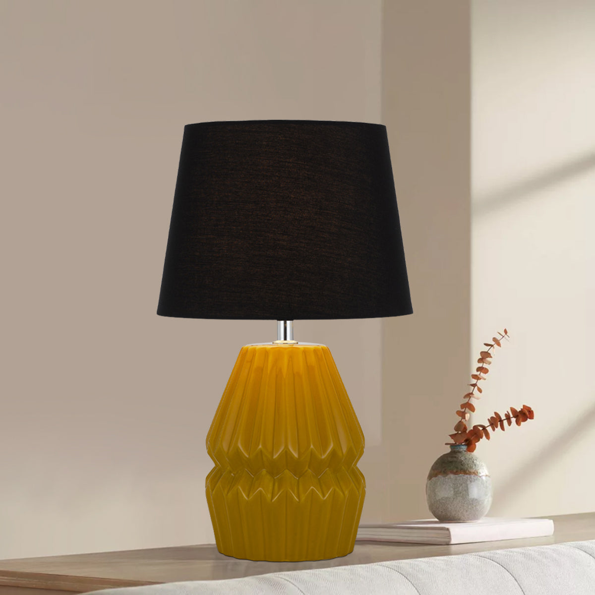TFS CERAMIC TABLE LAMP 25wE27max H:385 D:230 BUTTERSCOTCH/BLACK