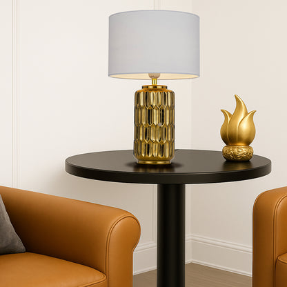 TFS CERAMIC TABLE LAMP 25wE27max H:445 D:280 GOLD/WHITE