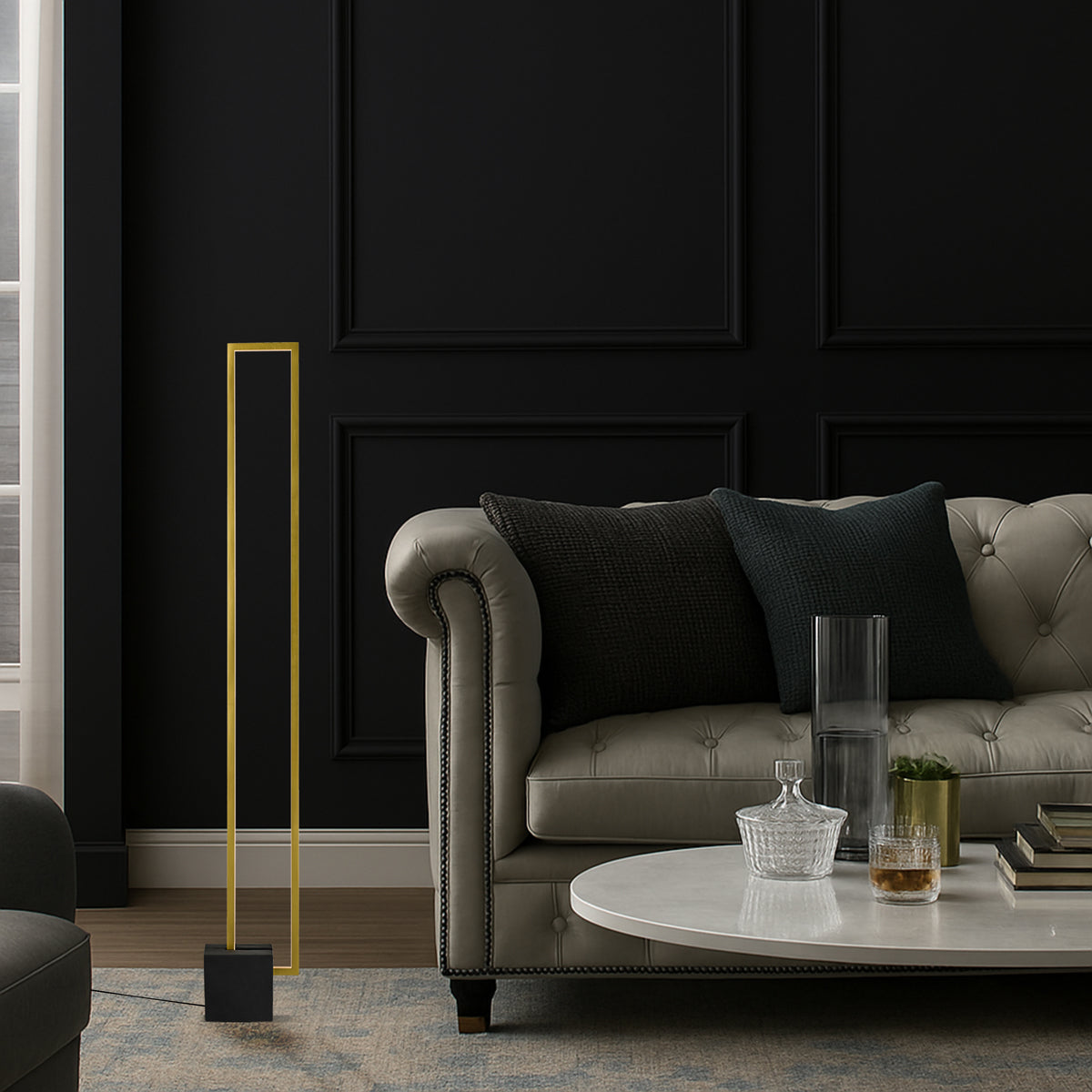 TFS FLOOR LAMP 24wSMD LED W:150 L:200 H:1400 3000kBLACK base/GOLD Annodised