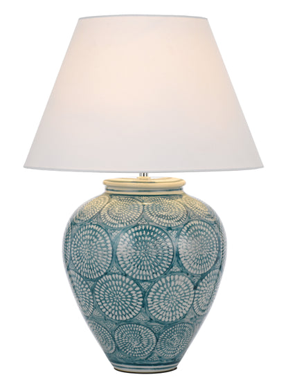 TFS CERAMIC TABLE LAMP 25wE27max D:410 H:610 line switch BLUE / WHITE