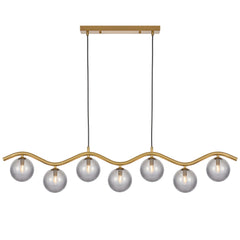 Lumoville TFS 7LT PENDANT 7x6wG9max KIT L1150 W120 H200 CAB2m ANT GOLD/ SMOKE