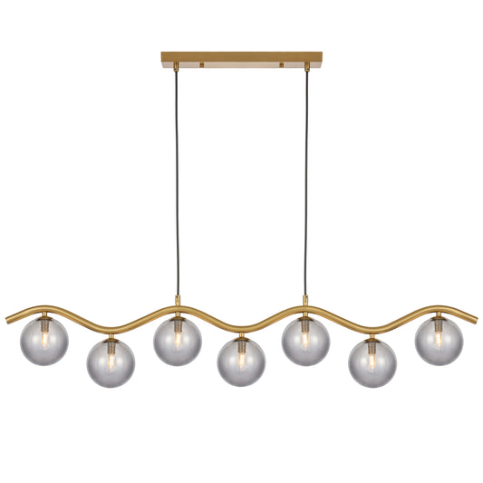 Lumoville TFS 7LT PENDANT 7x6wG9max KIT L1150 W120 H200 CAB2m ANT GOLD/ SMOKE