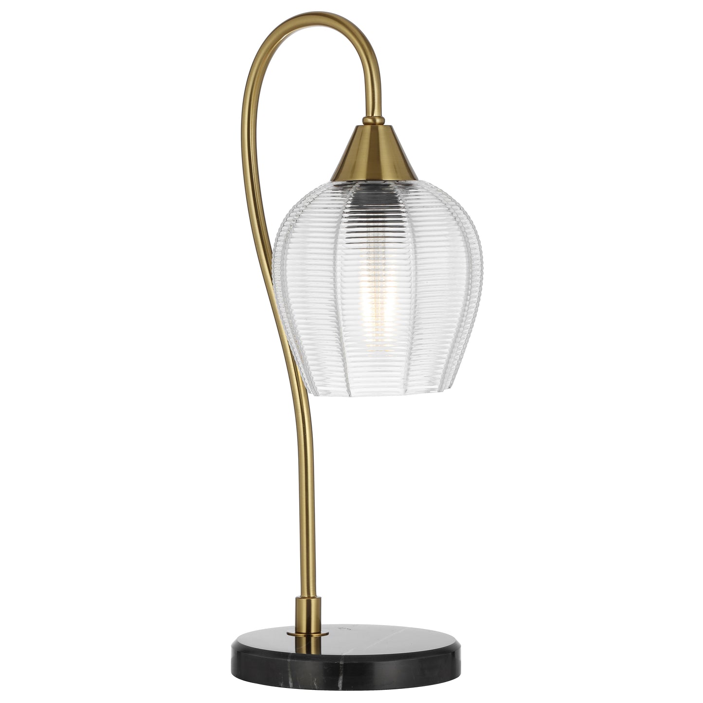TFS TABLE LAMP 25wE27max L210 W160 H450 line swt BLK MARBLE/ANT GOLD/CLEAR