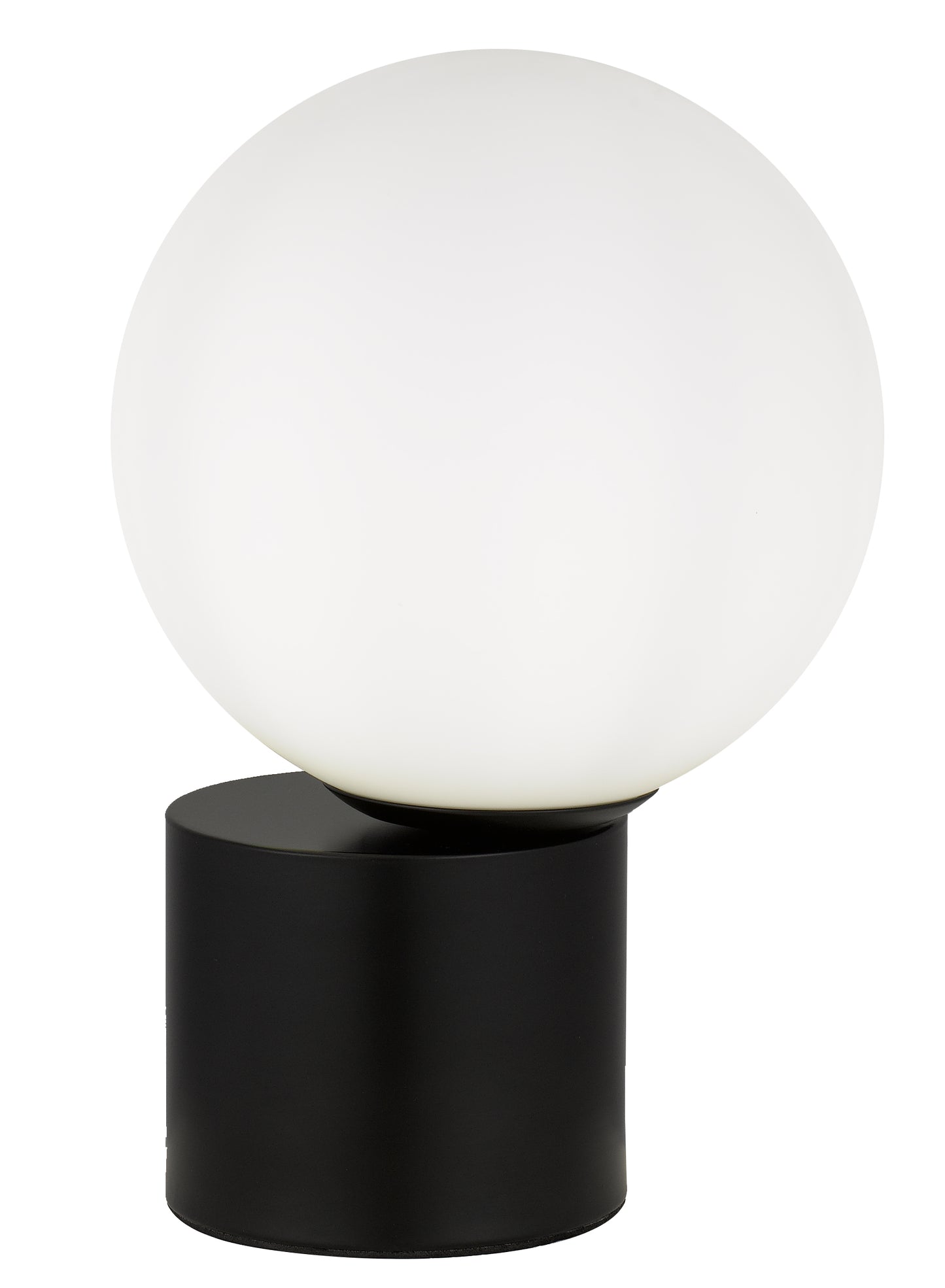 TFS TABLE LAMP 25wE27max D:200 H:300 Inline Switch BLACK BASE/OPAL GLASS