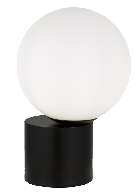 TFS TABLE LAMP 25wE27max D:200 H:300 Inline Switch BLACK BASE/OPAL GLASS
