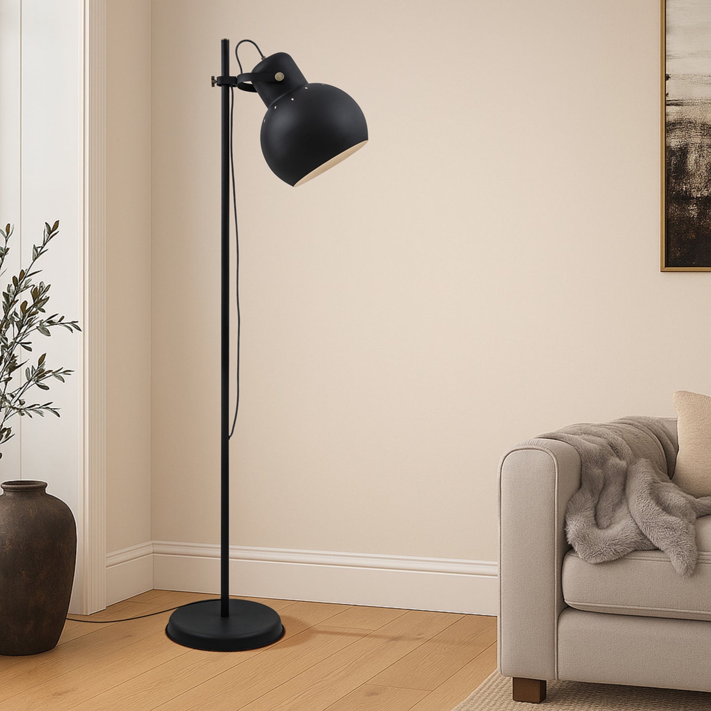 TFS FLOOR LAMP 40wE27 max H1800 D350 DARK GREY / ANTIQUE BRASS