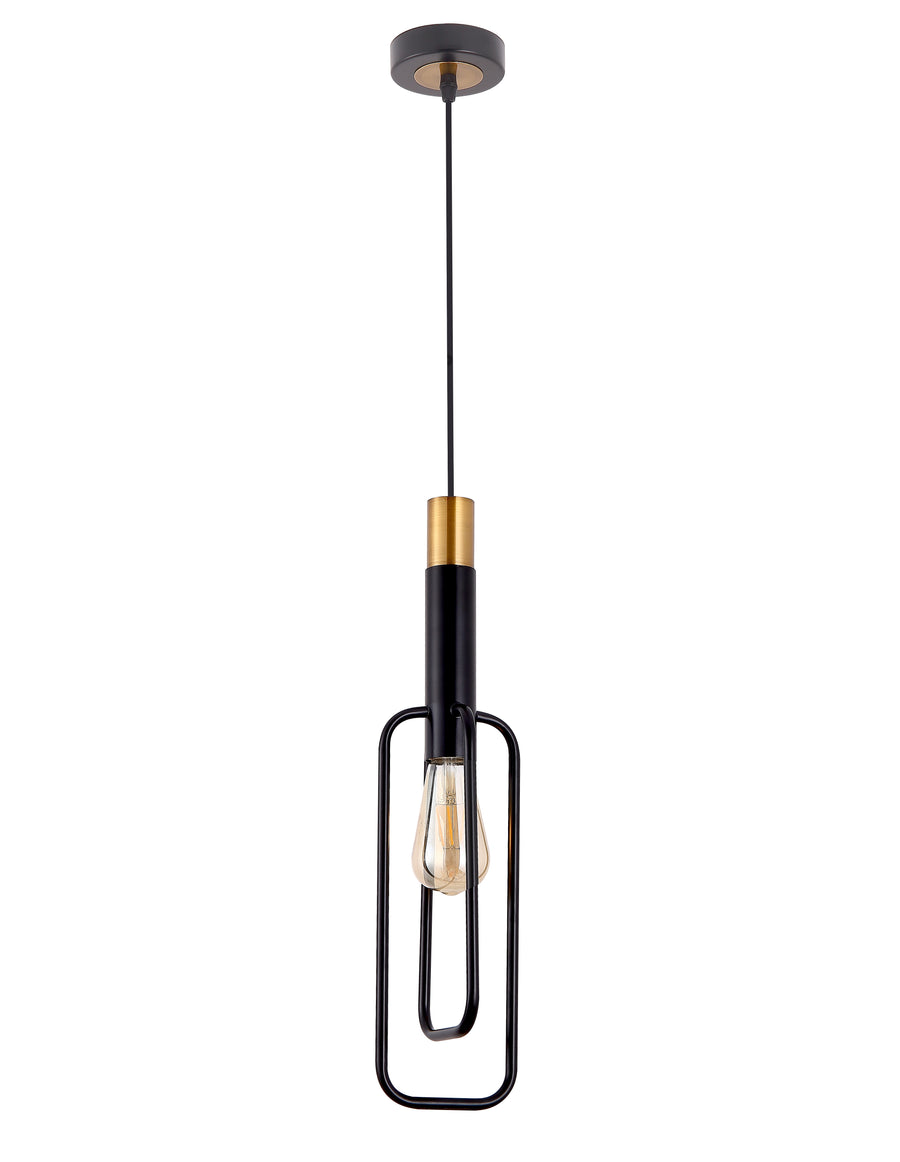 TFS 1LT PENDANT 25wE27max H:498 D:120 ANT BLACK/GOLD SQUARE SHAPE CABLE: 2m