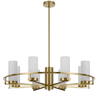 TFS 8LTS PENDANT 8x25wE14max D850 H242 GLASS:80 BRASS / OPAL MATT ROD:1.5m
