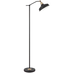 TFS FLOOR LAMP 25wE27max L440 W250 H1500 FOOT SWTCH BLACK MATT/ ANT BRASS