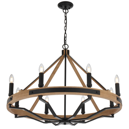 TFS 8 LTS PENDANT 8*25wE14 D:860 H:650 2m CHAIN BLACK MATT / ASHTREE WOOD